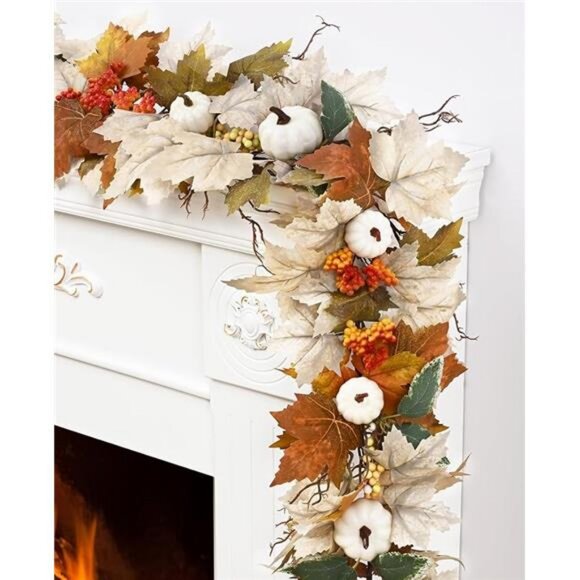 Fall Decorations for Home, 6 Ft Fall Garland for Mantle, Fall Leaves Garland - Picture 8 of 8